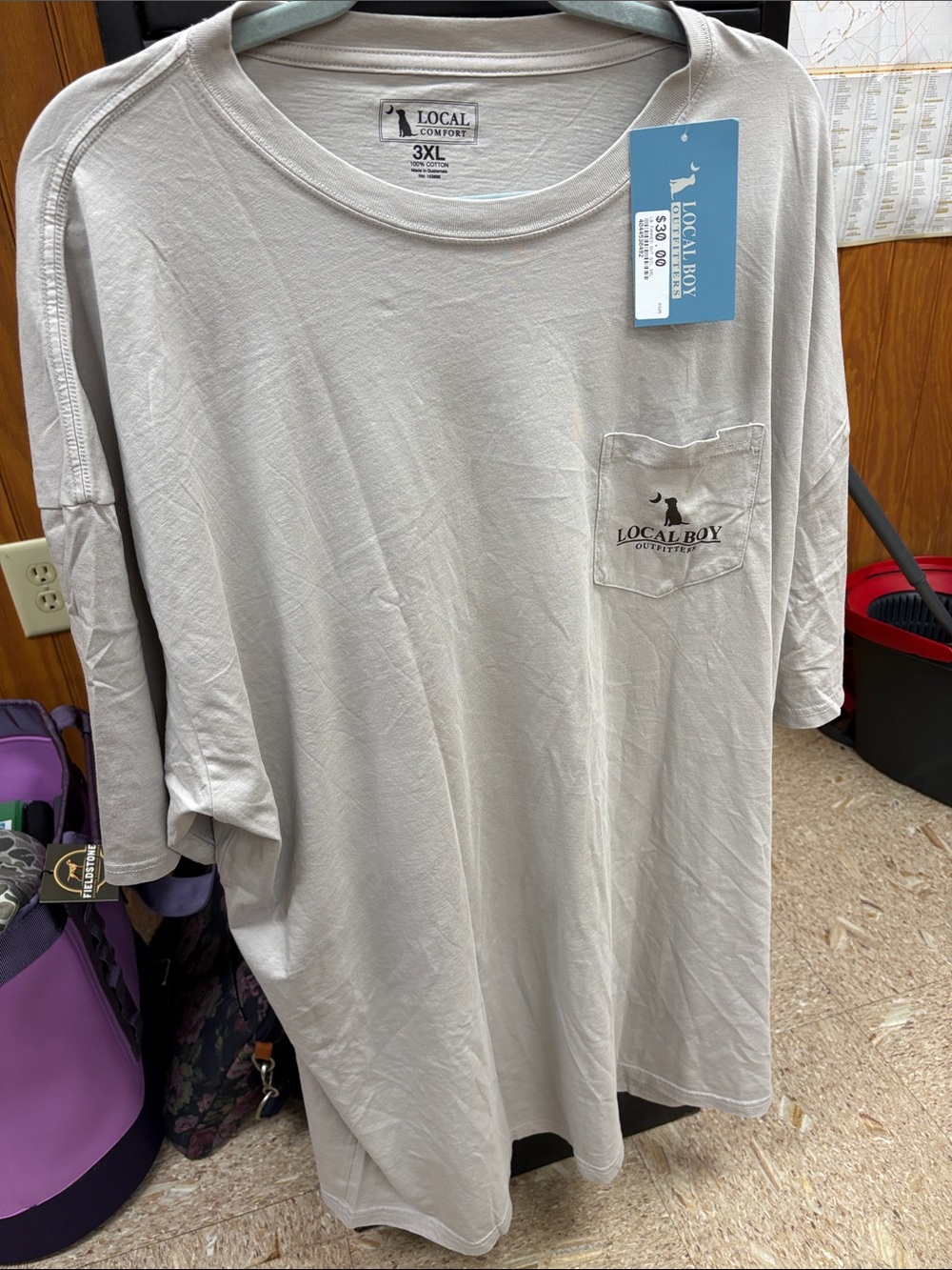 Local Boy Outfitters Men's Short-Sleeve Pocket Tee in Light Tan - 3XL